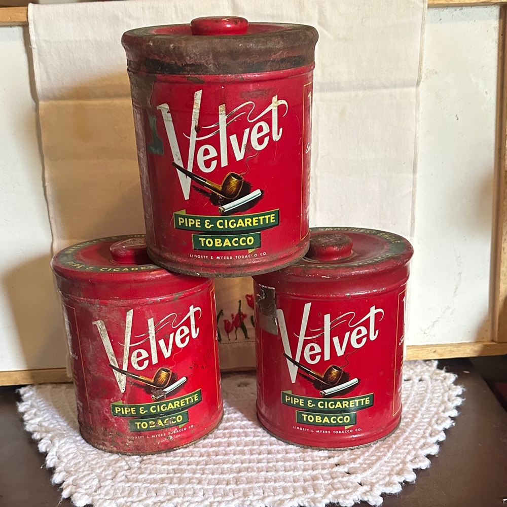 Velvet Red Tobacco Tins Set
